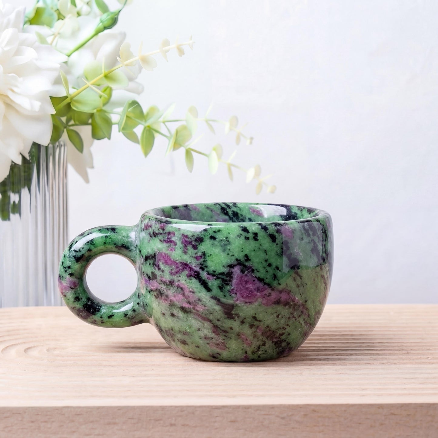 Natural Crystal Tea Cup, Small Gemstone Coffee Mug,  Custom Engraved Water Cup,  Birthday Gift for Her