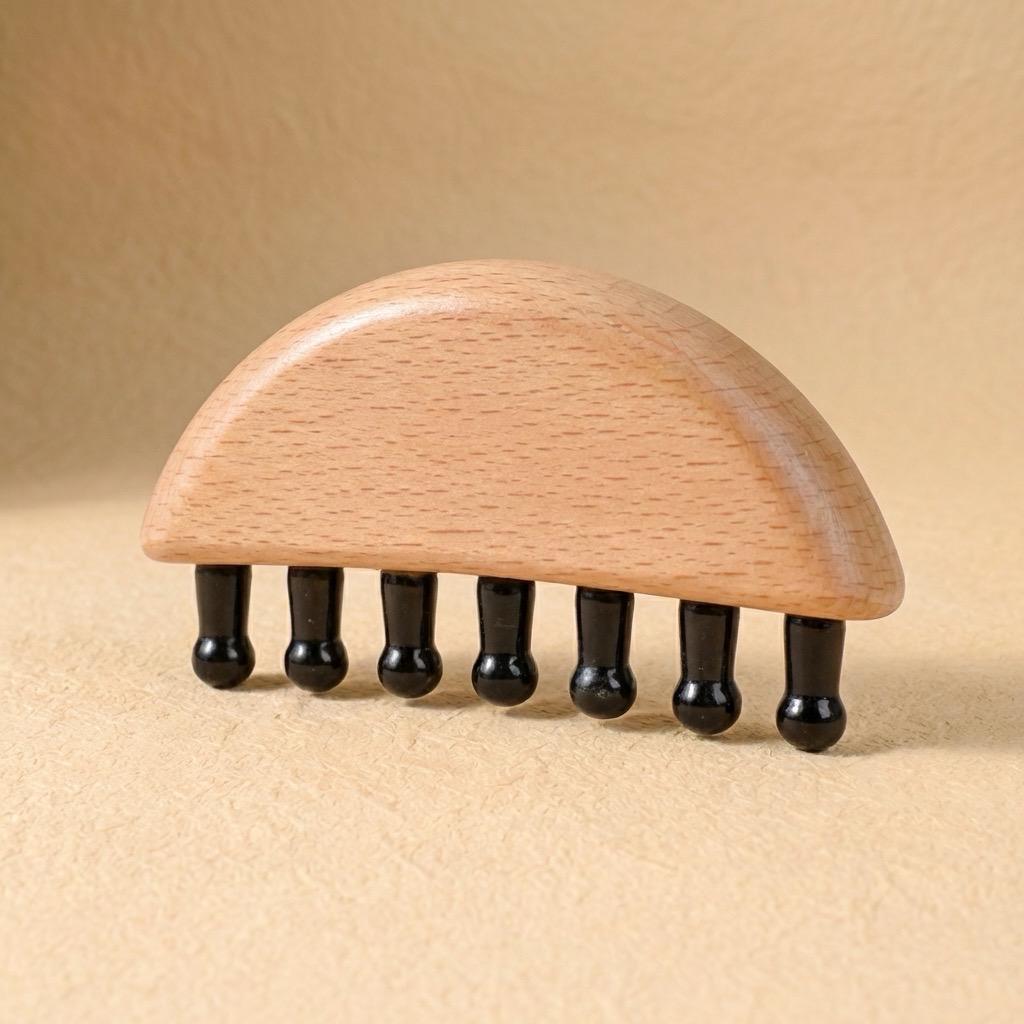 Personalized Natural Crystal Scalp Massager Comb, Wooden Handle Head Massage Tool, Pocket Comb for Stress Relief, Bridesmaid Self Care Gift