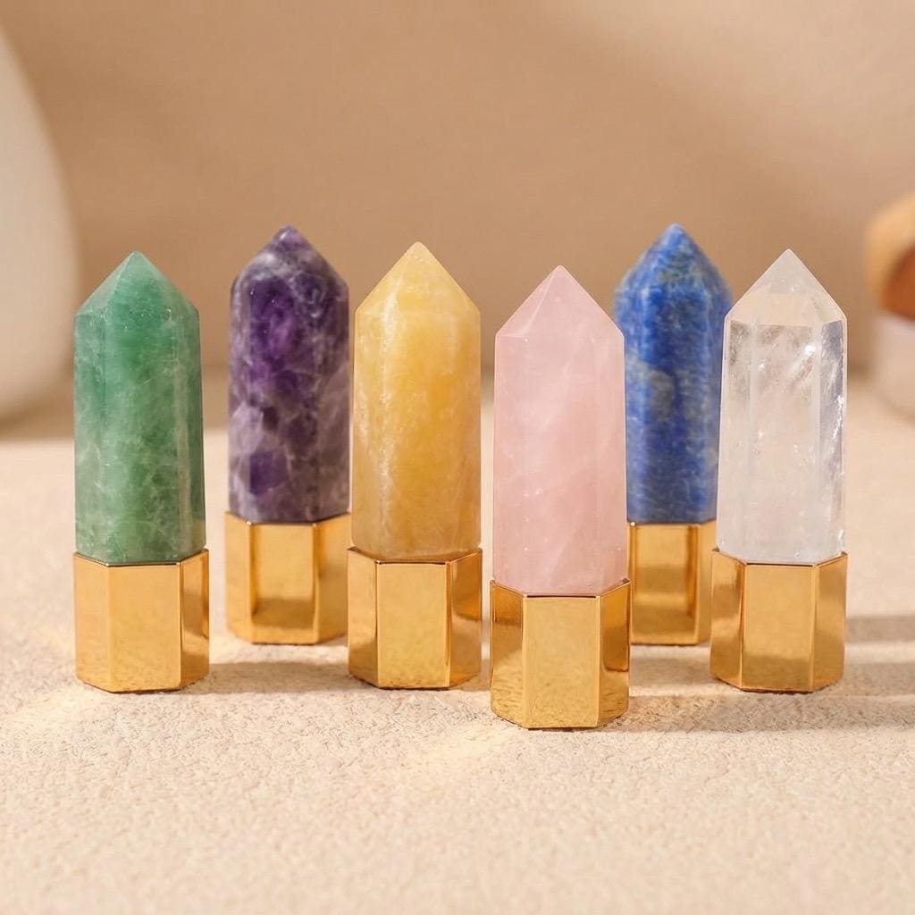 Natural Crystal Face Essential Oil Roller Wand, Healing Crystal Perfume Bottle, Gemstone Facial Massage Tool, Relaxing Self Care Spa Gift