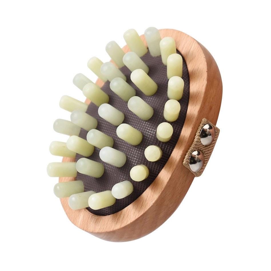 Natrual Jade & Beechwood Scalp Massager Comb, Xiuyu Jade Hair Brush, Jade Comb for Relaxation Stress Relief Tool, Bridesmaid Gift
