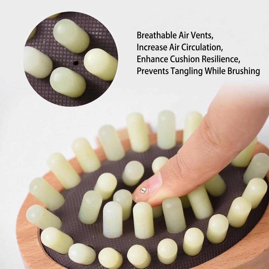 Natrual Jade & Beechwood Scalp Massager Comb, Xiuyu Jade Hair Brush, Jade Comb for Relaxation Stress Relief Tool, Bridesmaid Gift