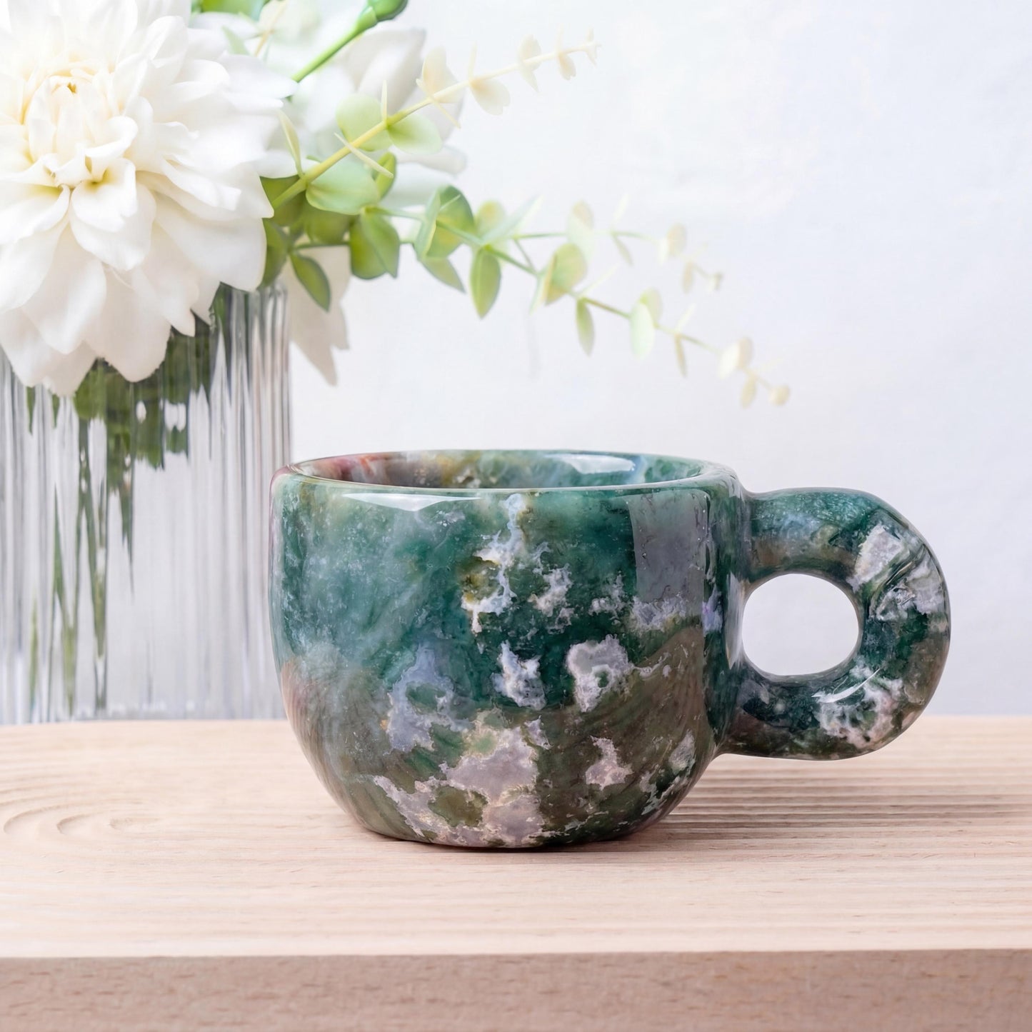 Natural Crystal Tea Cup, Small Gemstone Coffee Mug,  Custom Engraved Water Cup,  Birthday Gift for Her