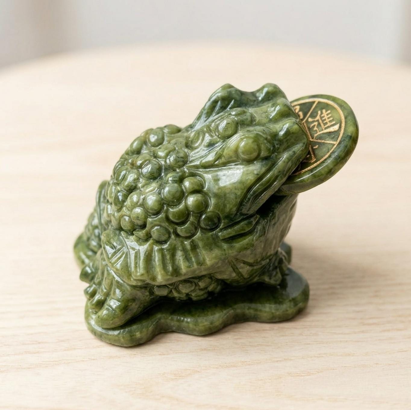 Natural Green Jade Money Toad Carving, Fengshui Crystal, Carved Frog Figurine, Table Home Decor, Housewarming Gift