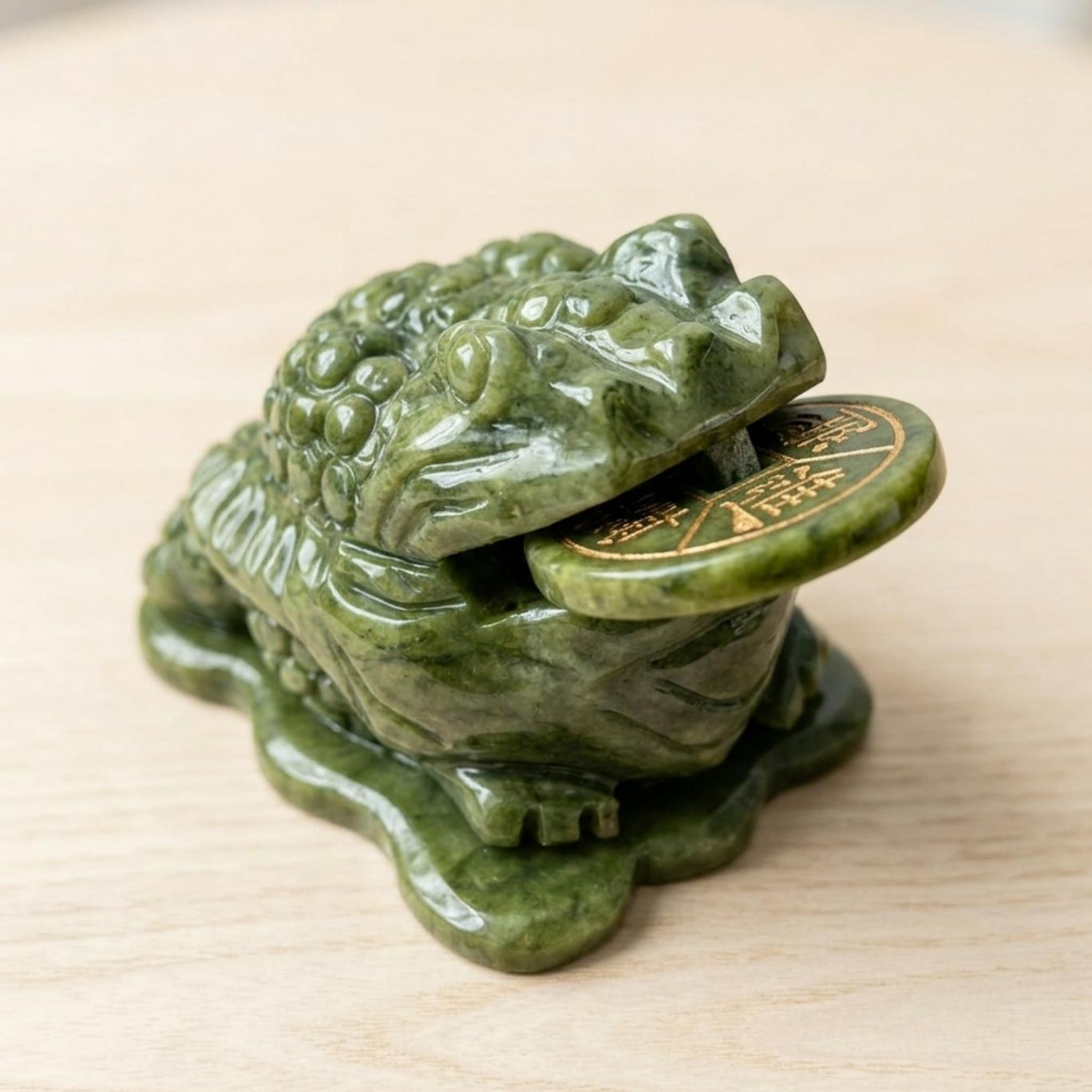 Natural Green Jade Money Toad Carving, Fengshui Crystal, Carved Frog Figurine, Table Home Decor, Housewarming Gift