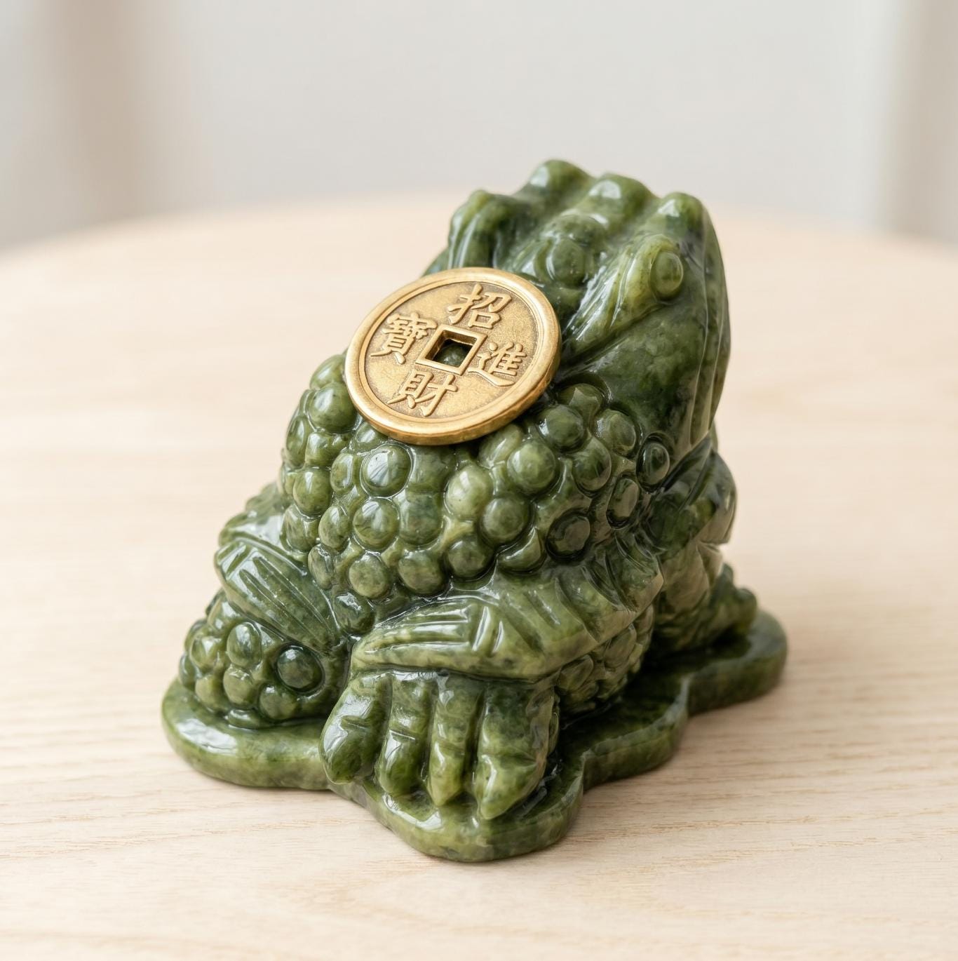 Natural Green Jade Money Toad Carving, Fengshui Crystal, Carved Frog Figurine, Table Home Decor, Housewarming Gift