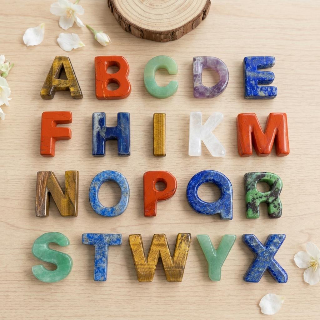 Natural Gemstone Alphabet Letter Beads A-Z, Crystal Custom Name Bead, Personalized Initial Jewelry Making Supply