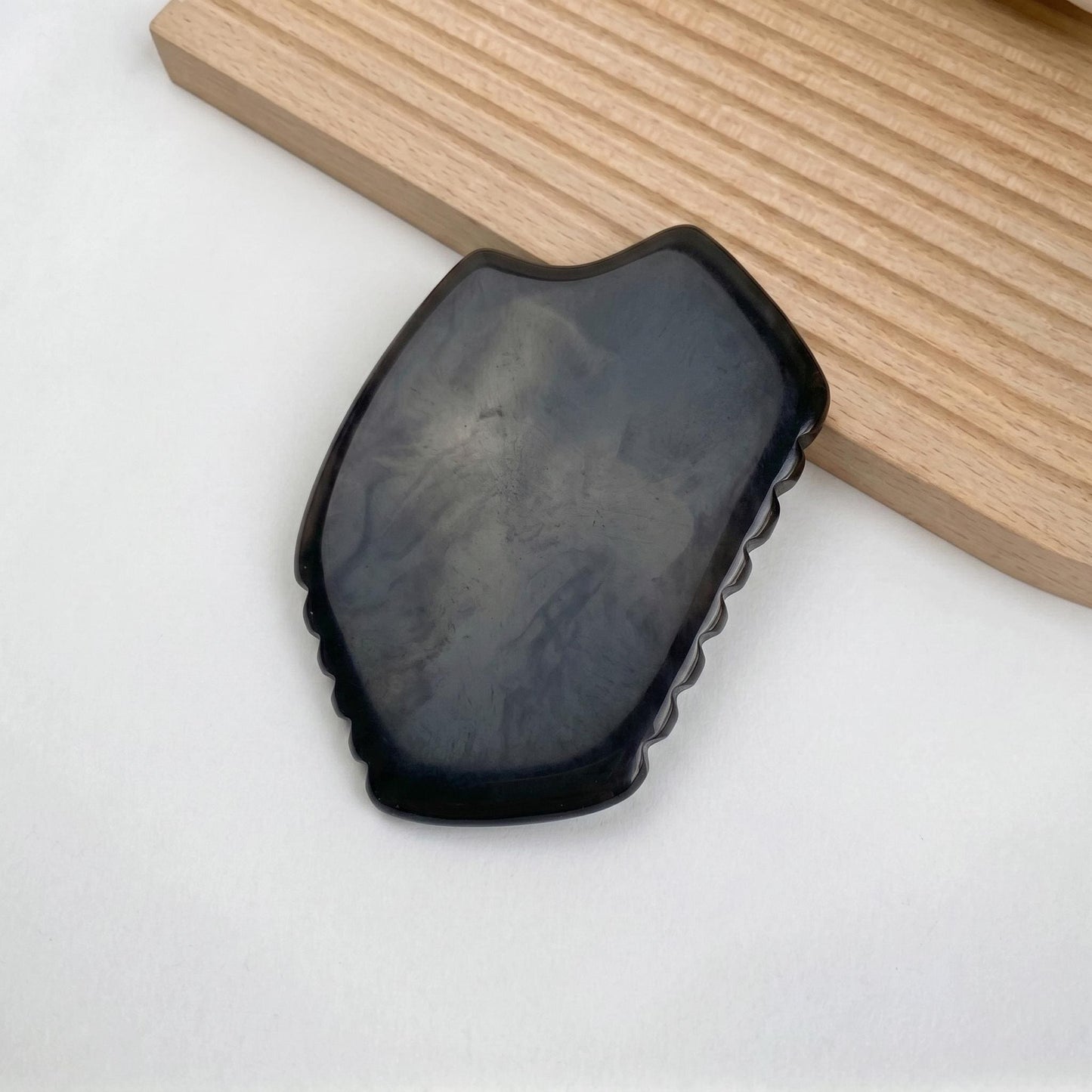 Black Bian Stone Gua Sha, Facial Massage Tool, Natural Stone Scraper for Face Body, Spa Skincare Tool, Wellness Gift, Text Engrave