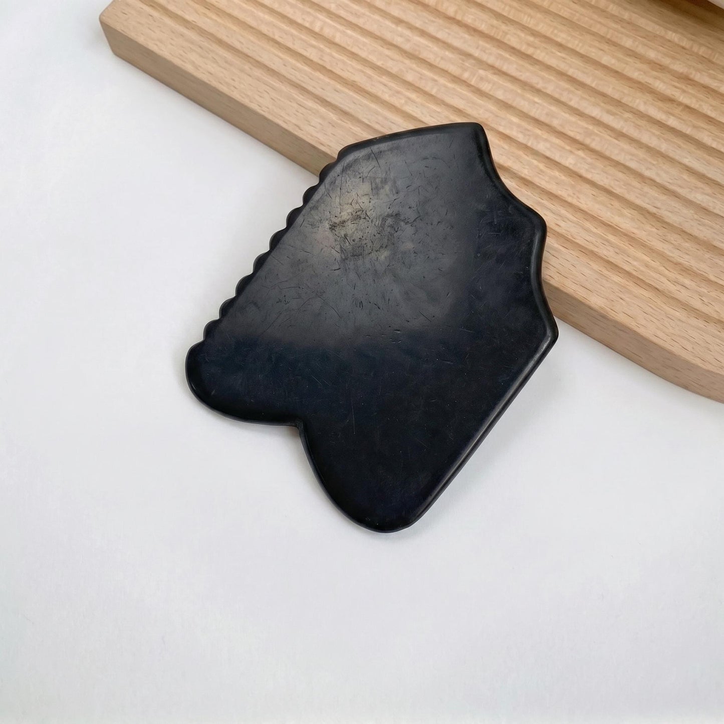 Black Bian Stone Gua Sha, Facial Massage Tool, Natural Stone Scraper for Face Body, Spa Skincare Tool, Wellness Gift, Text Engrave