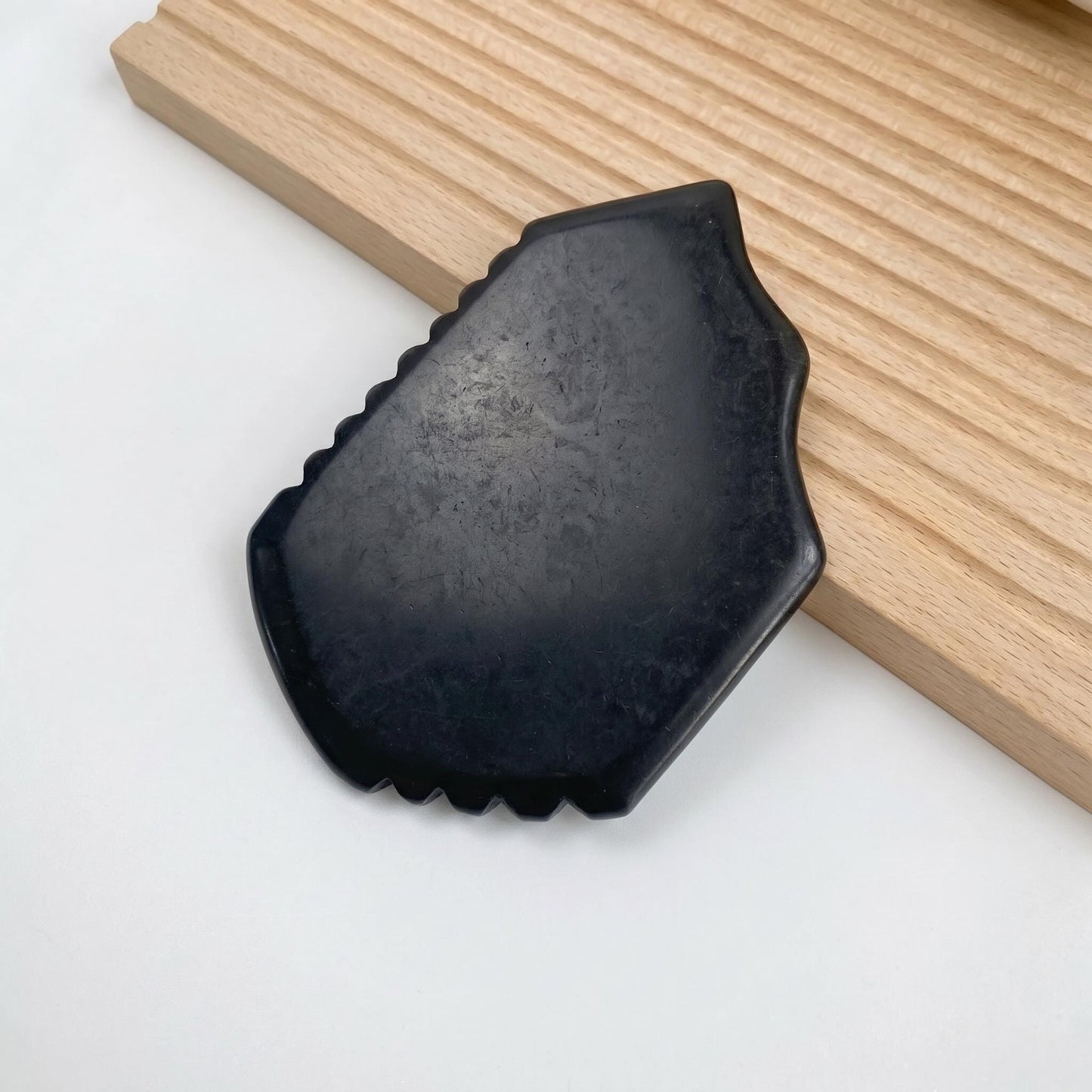 Black Bian Stone Gua Sha, Facial Massage Tool, Natural Stone Scraper for Face Body, Spa Skincare Tool, Wellness Gift, Text Engrave