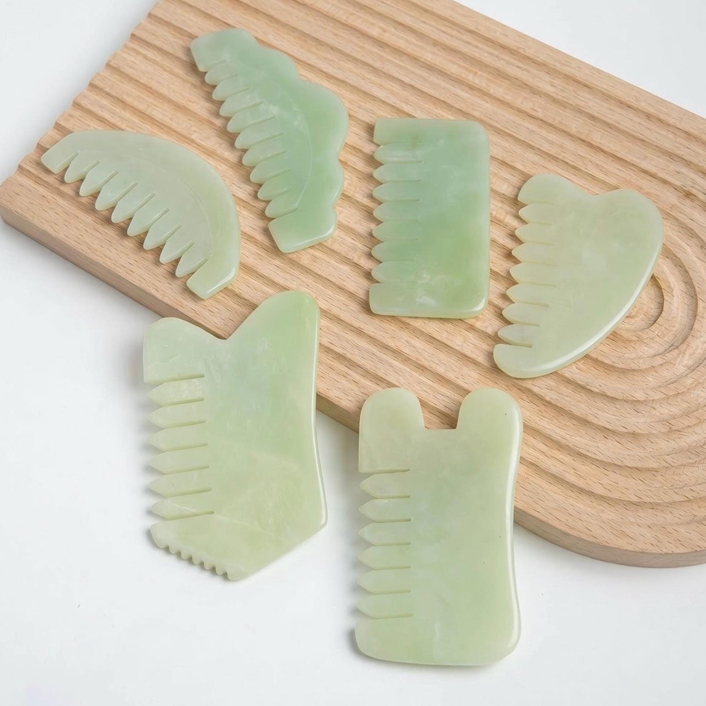 Natural Jade Pocket Comb, Crystal Scalp Massage Hairbrush, Gua Sha Hair Tool, Unique Gemstone Comb, Self Care Gift