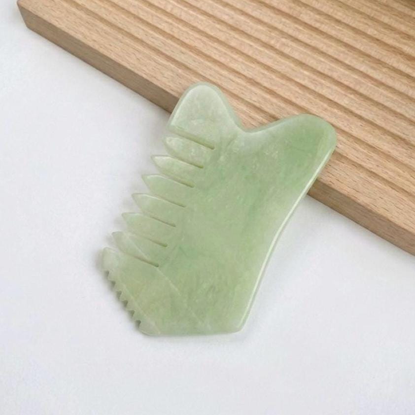 Natural Jade Pocket Comb, Crystal Scalp Massage Hairbrush, Gua Sha Hair Tool, Unique Gemstone Comb, Self Care Gift