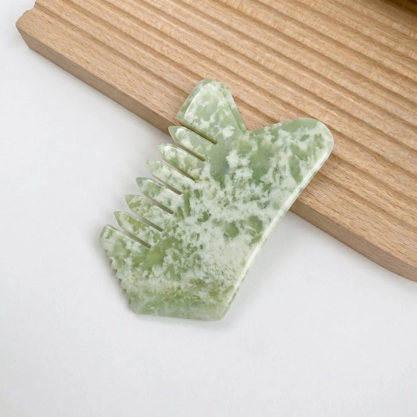 Natural Jade Pocket Comb, Crystal Scalp Massage Comb, Gua Sha Hair Tool, Unique Gemstone Comb, Self Care Gift