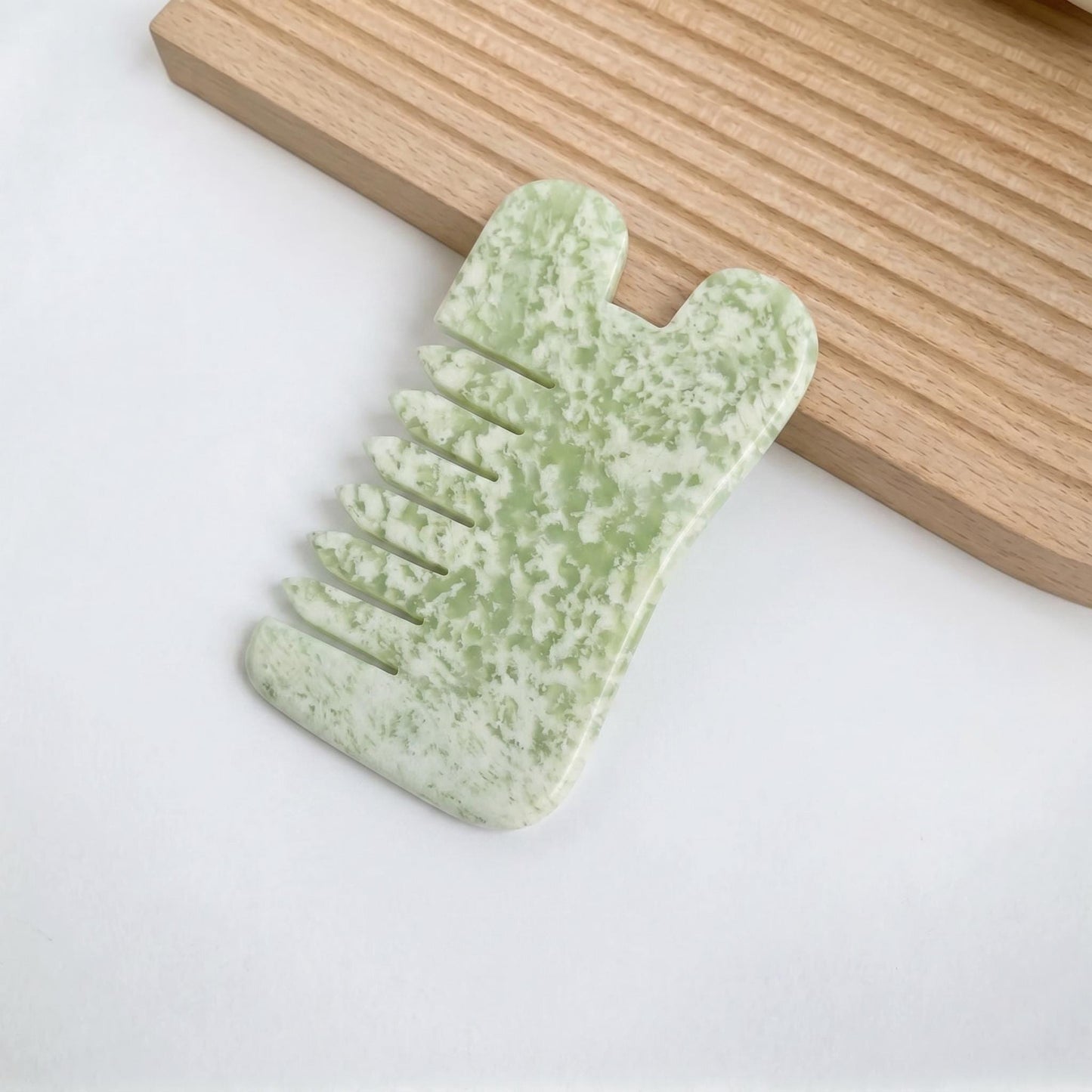 Natural Jade Pocket Comb, Crystal Scalp Massage Comb, Gua Sha Hair Tool, Unique Gemstone Comb, Self Care Gift