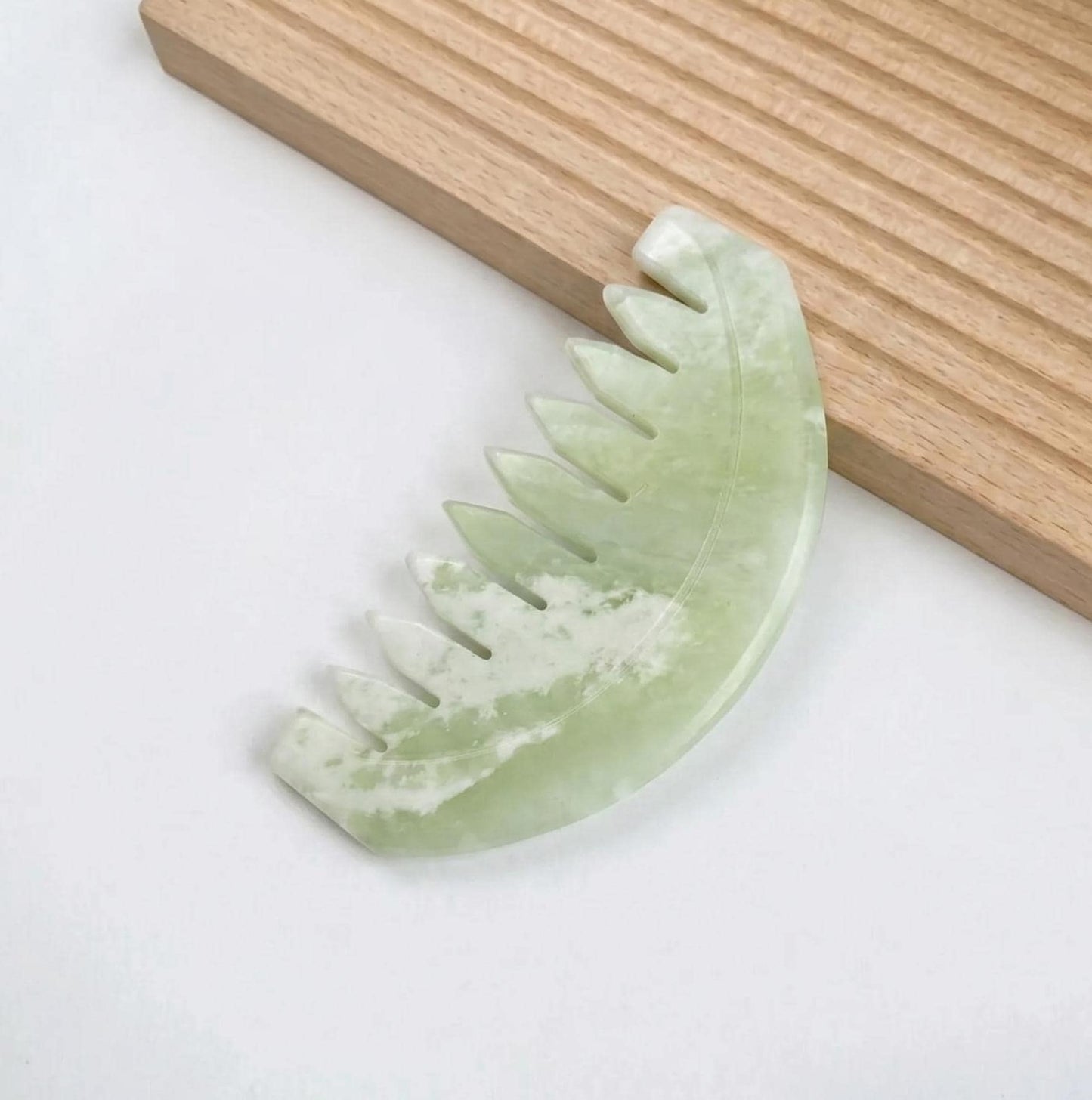 Natural Jade Pocket Comb, Crystal Scalp Massage Comb, Gua Sha Hair Tool, Unique Gemstone Comb, Self Care Gift