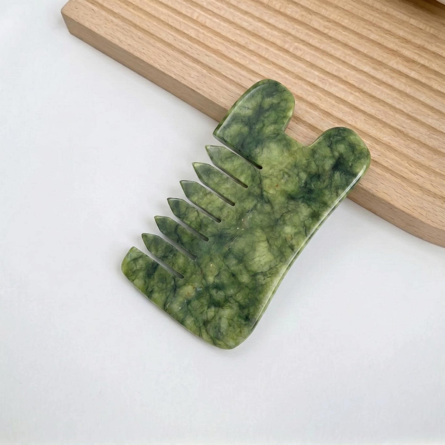 Natural Jade Pocket Comb, Crystal Scalp Massage Comb, Gua Sha Hair Tool, Unique Gemstone Comb, Self Care Gift