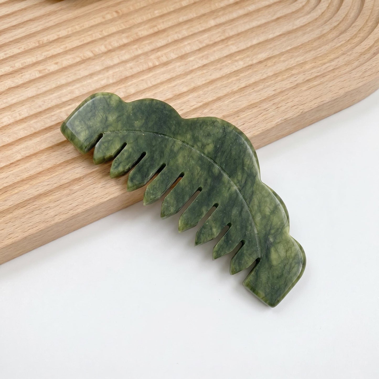 Natural Jade Pocket Comb, Crystal Scalp Massage Comb, Gua Sha Hair Tool, Unique Gemstone Comb, Self Care Gift