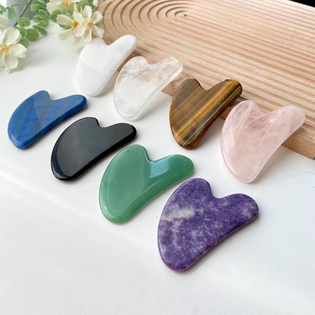 Natural Gemstone Gua Sha Tool, Crystal Facial Massage Tool, Face Sculpting Stone, Skincare Routine, Self Care Gift