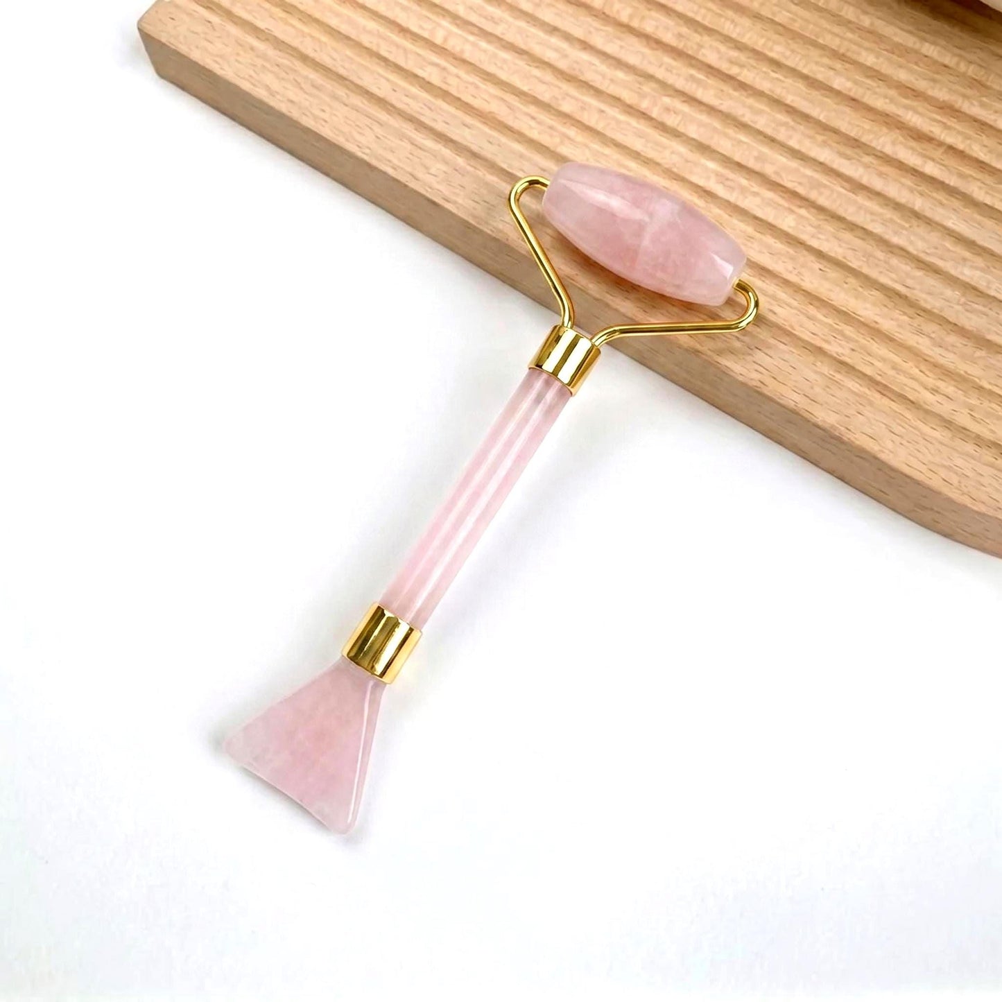 Jade Roller with Silicone Mask Brush, 2 in 1 Facial Massager, Rose Quartz Face Roller, Skincare Tool, Beauty Gift for Her