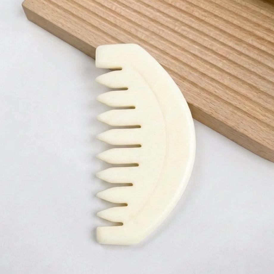 Natural Jade Pocket Comb, Crystal Scalp Massage Hairbrush, Gua Sha Hair Tool, Unique Gemstone Comb, Self Care Gift