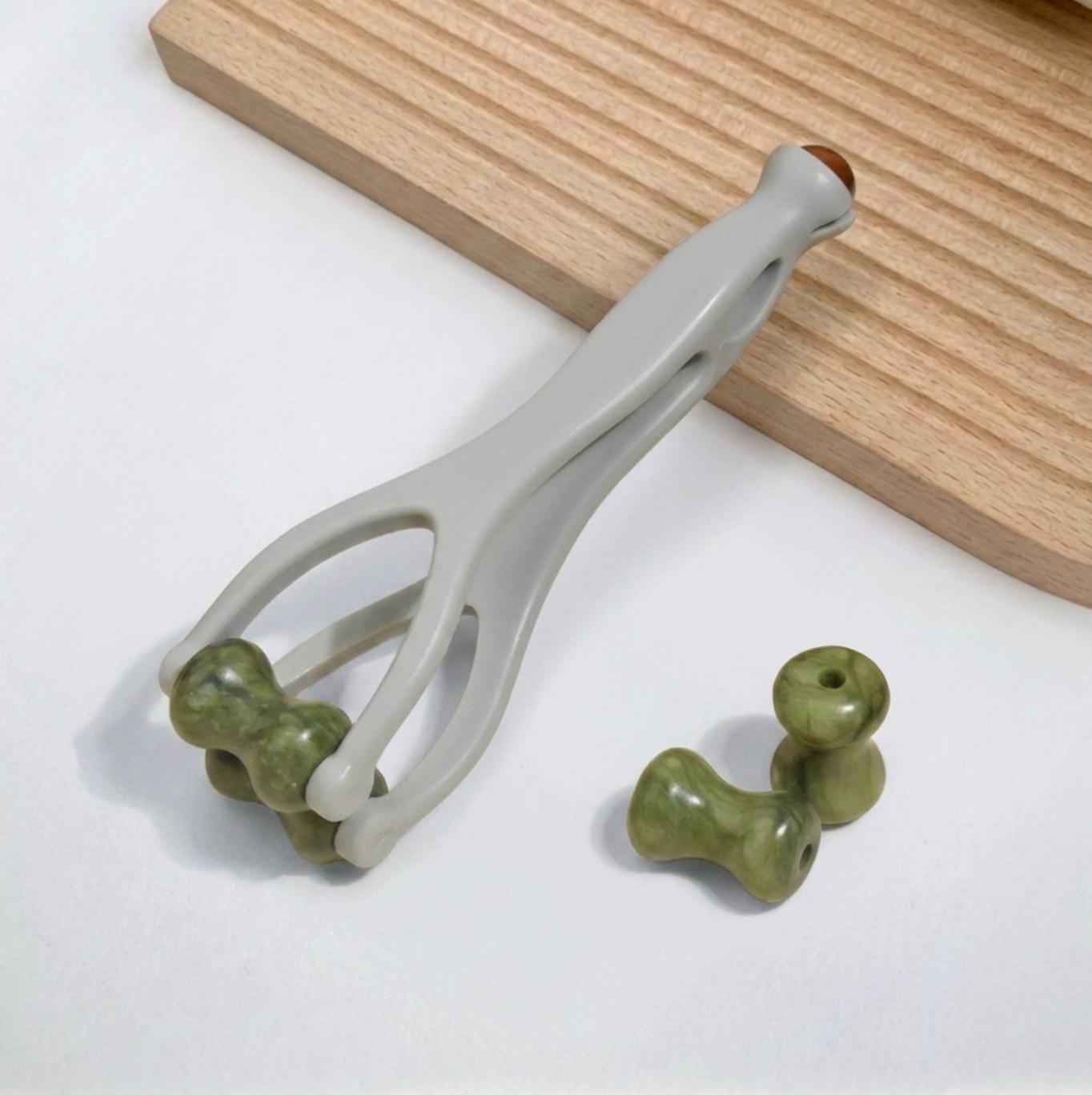 Jade Crystal Finger Roller, Relaxing Hand Massager, Pocket Self Care Gift, Natural Gemstone Fidget Tool for Gamers