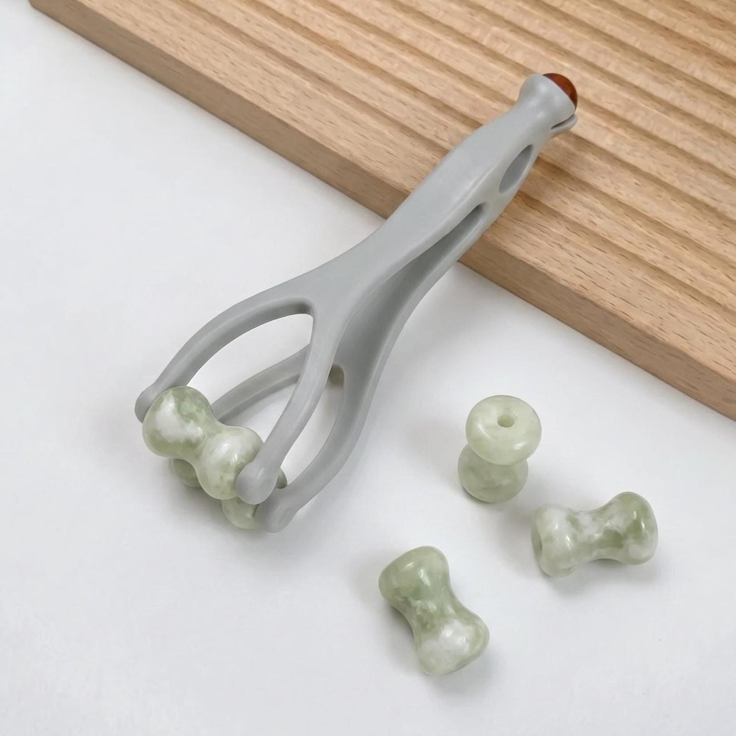 Jade Crystal Finger Roller, Relaxing Hand Massager, Pocket Self Care Gift, Natural Gemstone Fidget Tool for Gamers