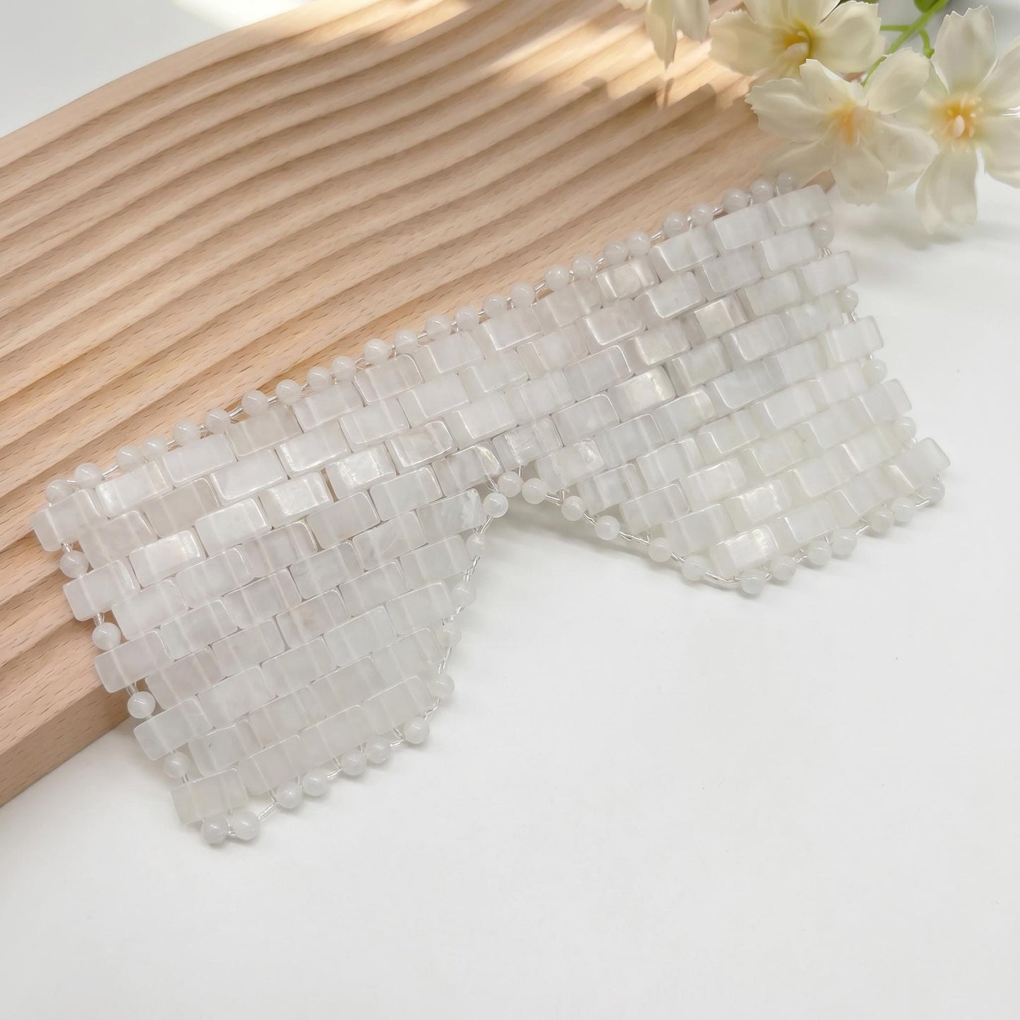 Natural Crystal Eye Mask for Relaxation, Gemstone Sleep Mask, Rose Quartz, Amethyst, Aventurine Eye Cover, Cooling Self Care Spa Gift