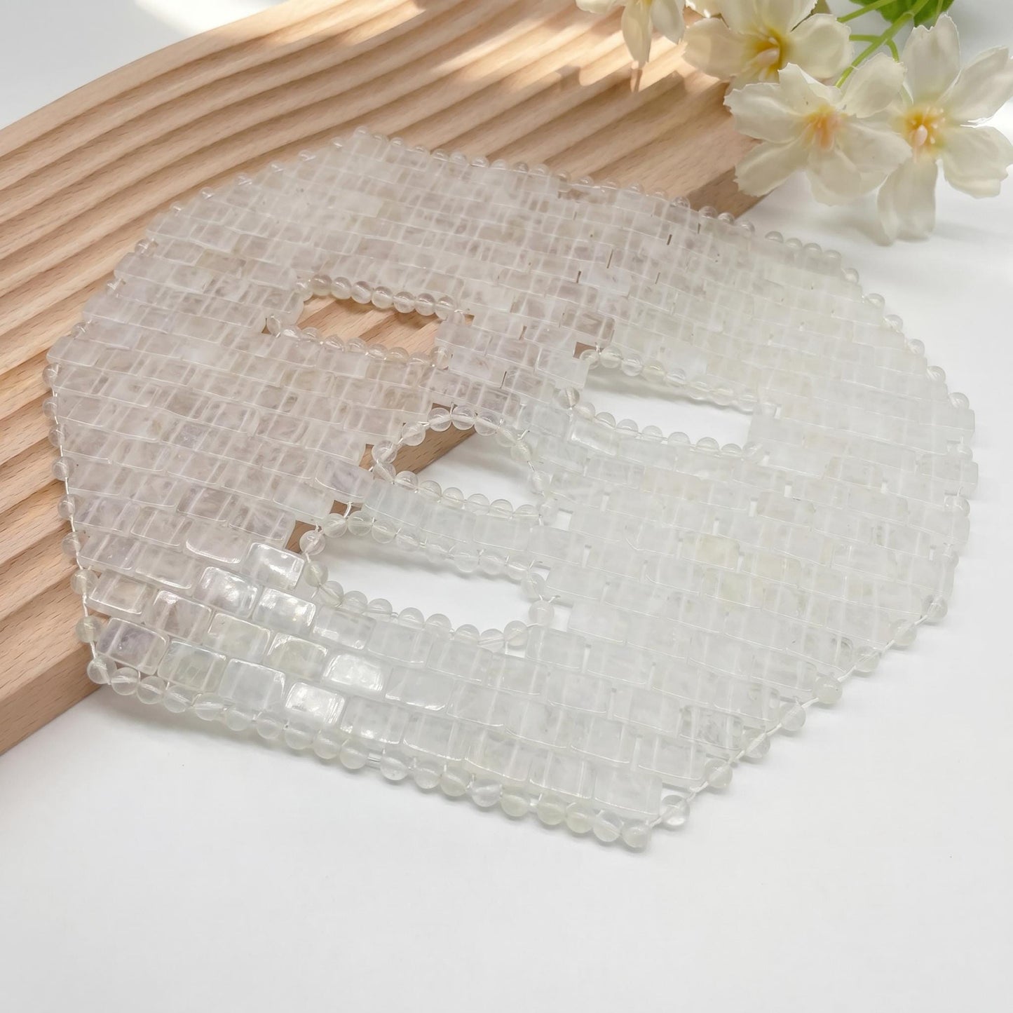 Cooling Gemstone Face Mask, Natural Crystal Beauty Tool, Rose Quartz Amethyst Full Face Cover, Wellness Ritual Mask, Self Care Gift