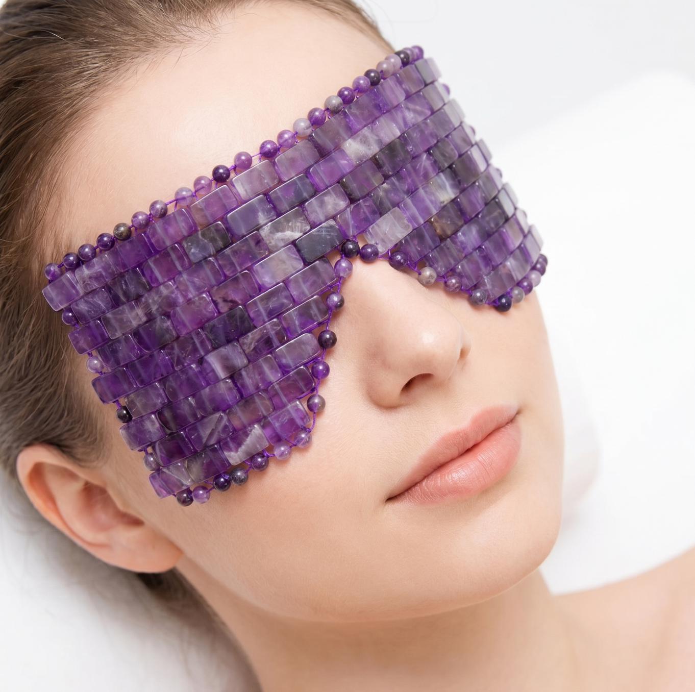 Natural Crystal Eye Mask for Relaxation, Gemstone Sleep Mask, Rose Quartz, Amethyst, Aventurine Eye Cover, Cooling Self Care Spa Gift