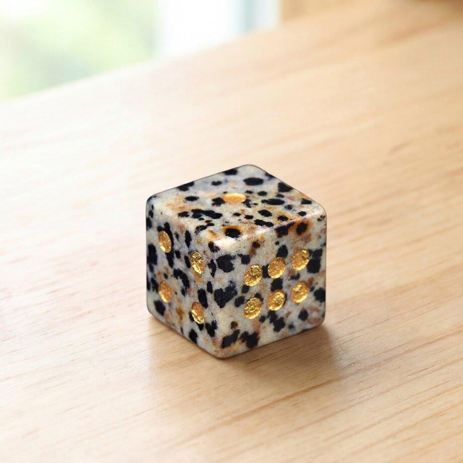 Natural Gemstone Dice, Crystal D6 Dice Set for Tabletop Games, Unique Stone Dice for RPG, Board Game Accessories, Handmade Gamer Gift