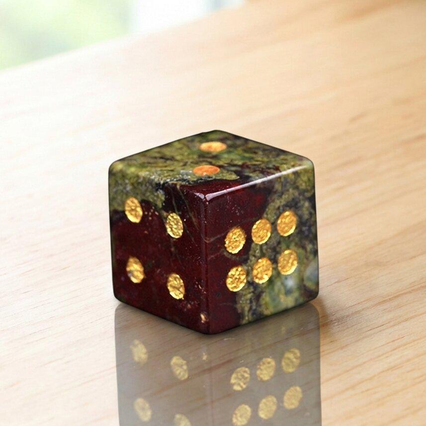 Natural Gemstone Dice, Crystal D6 Dice Set for Tabletop Games, Unique Stone Dice for RPG, Board Game Accessories, Handmade Gamer Gift