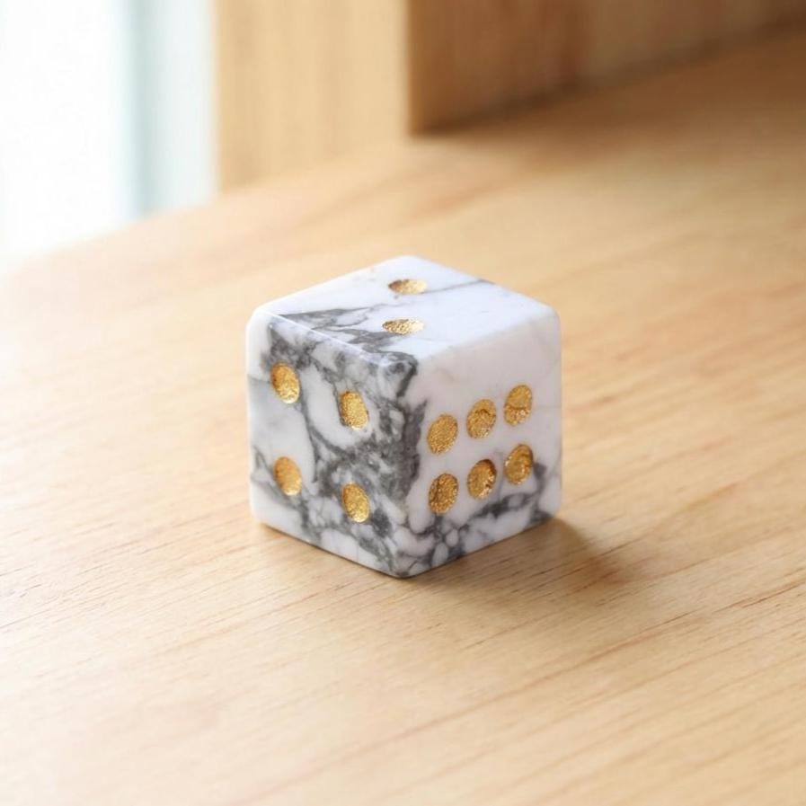 Natural Gemstone Dice, Crystal D6 Dice Set for Tabletop Games, Unique Stone Dice for RPG, Board Game Accessories, Handmade Gamer Gift