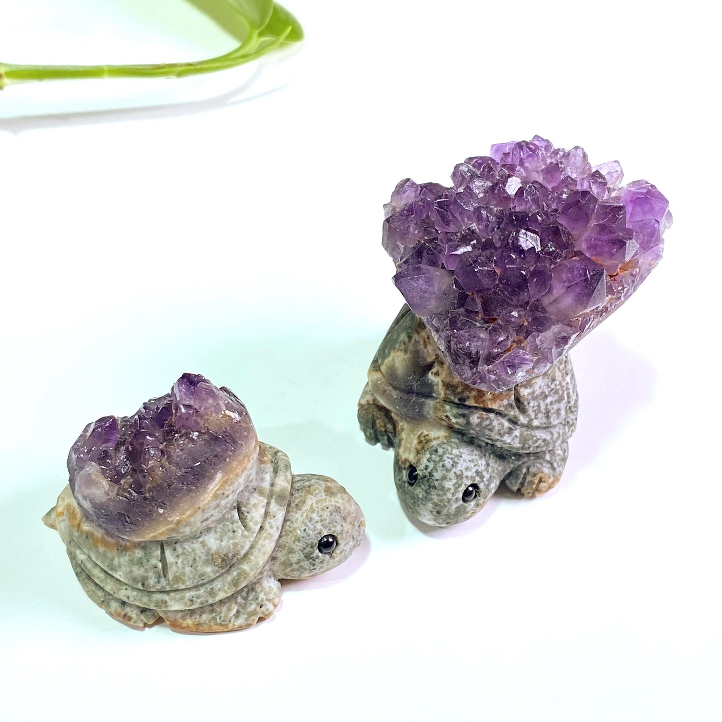 Natural Amethyst Cluster Turtle Carving，Raw Amethyst Geode Sea Turtle Figurine，Hand Carved Crystal Animal Sculpture，Home Decor Gift