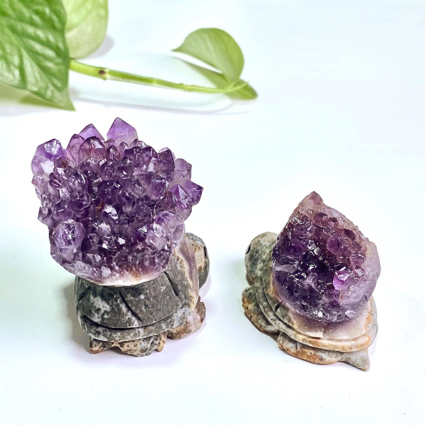 Natural Amethyst Cluster Turtle Carving，Raw Amethyst Geode Sea Turtle Figurine，Hand Carved Crystal Animal Sculpture，Home Decor Gift
