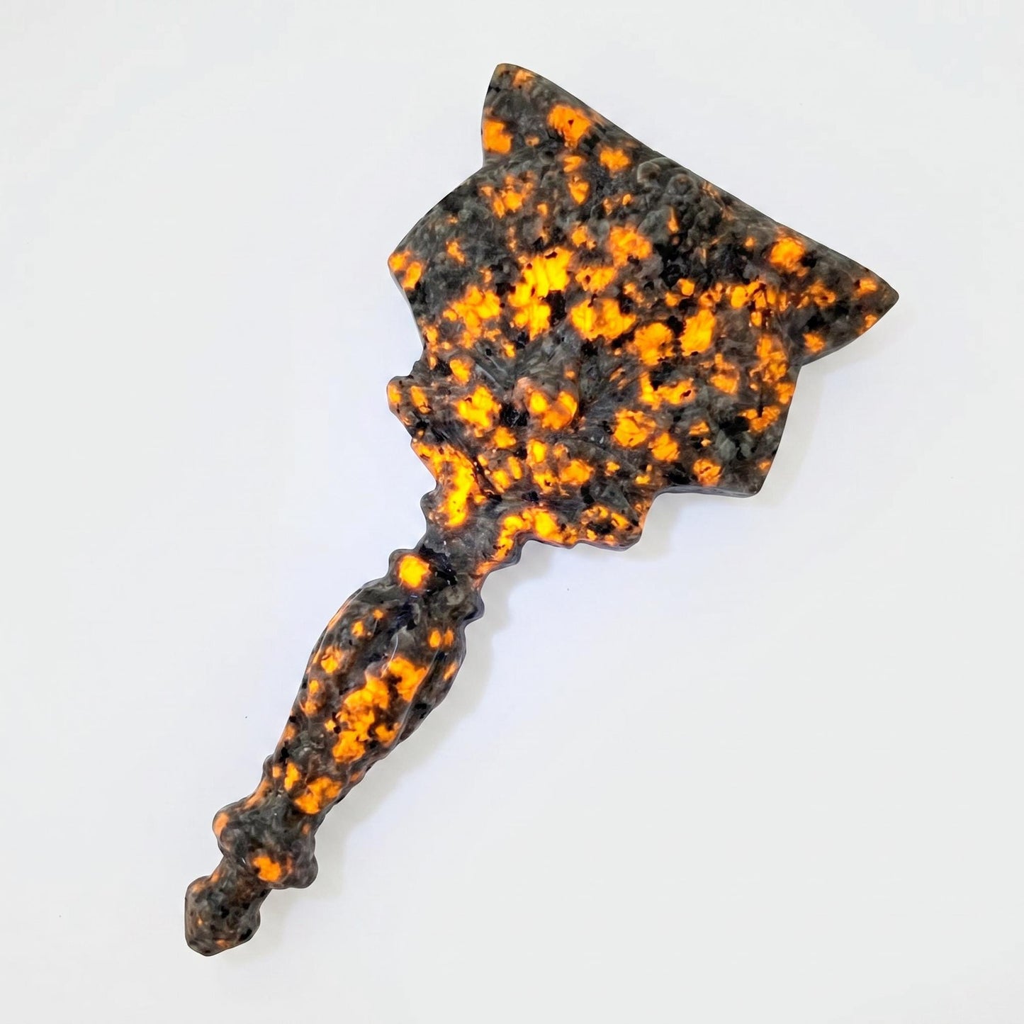 Natural Obsidian Cat Mirror, Flame Stone & White Jade Handheld Mirror, Witchy Vanity Decor, Carved Gemstone Handheld Mirror, Unique Gift
