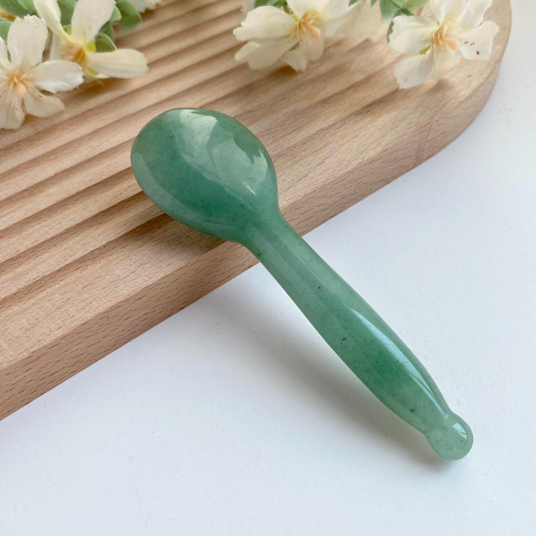 Natural Crystal Acupressure Stick, Jade Massage Spoon, Hand Carved Jade Gua Sha Massage Tool, Facial & Body Spa Relax Self Care Gift