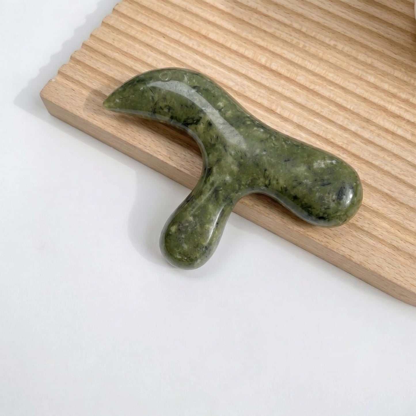 Natural Jade Acupoint Massage Tool, Handcrafted Jade Foot Massage Stick, Self-Care Wellness Gift, Ergonomic Jade Guasha Wand for Relaxation