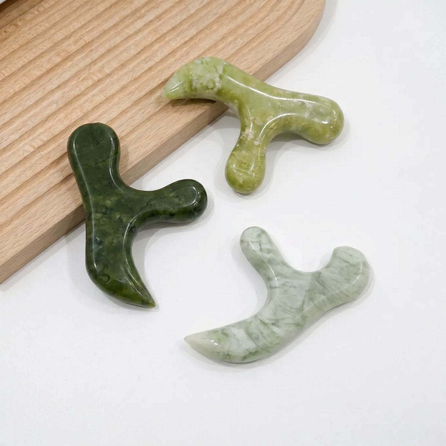 Natural Jade Acupoint Massage Tool, Handcrafted Jade Foot Massage Stick, Self-Care Wellness Gift, Ergonomic Jade Guasha Wand for Relaxation