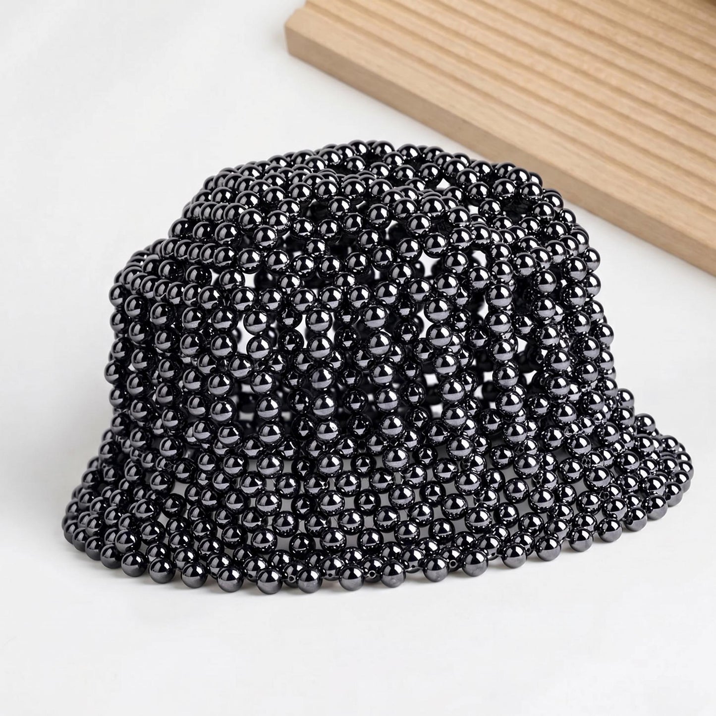 Handmade Terahertz Stone Beaded Hat, Avant-garde Meditation Cap, Wellness Accessory