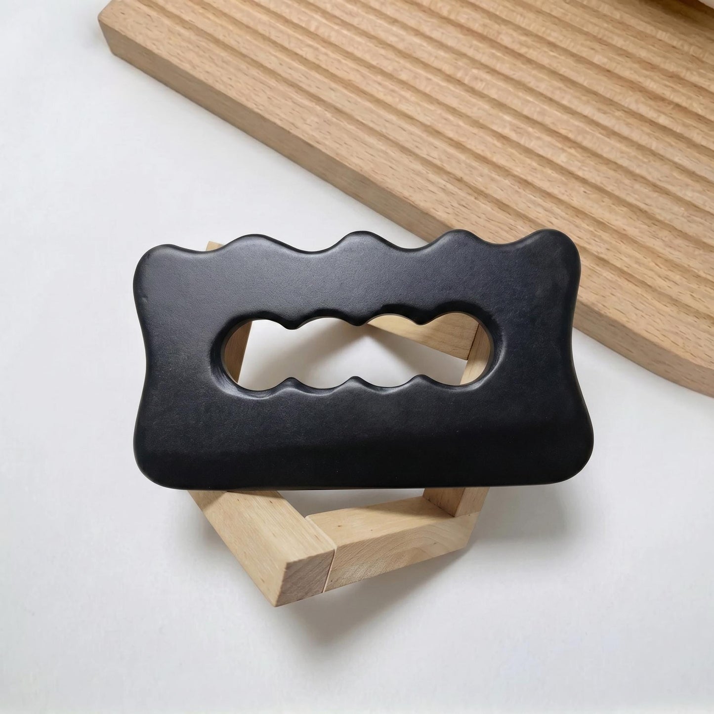 Black Bian Stone Gua Sha, Facial Massage Tool, Natural Stone Scraper for Face Body, Spa Skincare Tool, Wellness Gift, Text Engrave