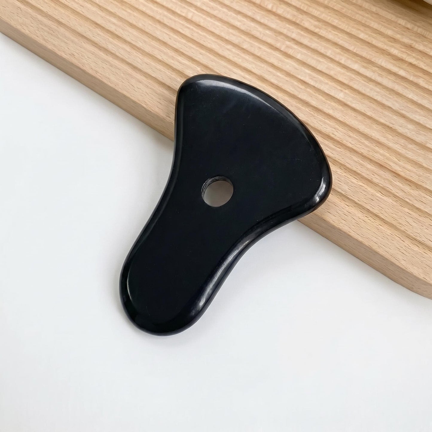Black Bian Stone Gua Sha, Facial Massage Tool, Natural Stone Scraper for Face Body, Spa Skincare Tool, Wellness Gift, Text Engrave