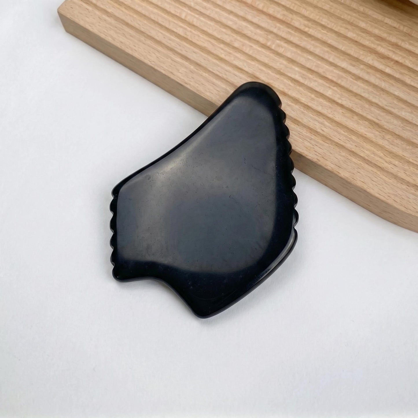 Black Bian Stone Gua Sha, Facial Massage Tool, Natural Stone Scraper for Face Body, Spa Skincare Tool, Wellness Gift, Text Engrave