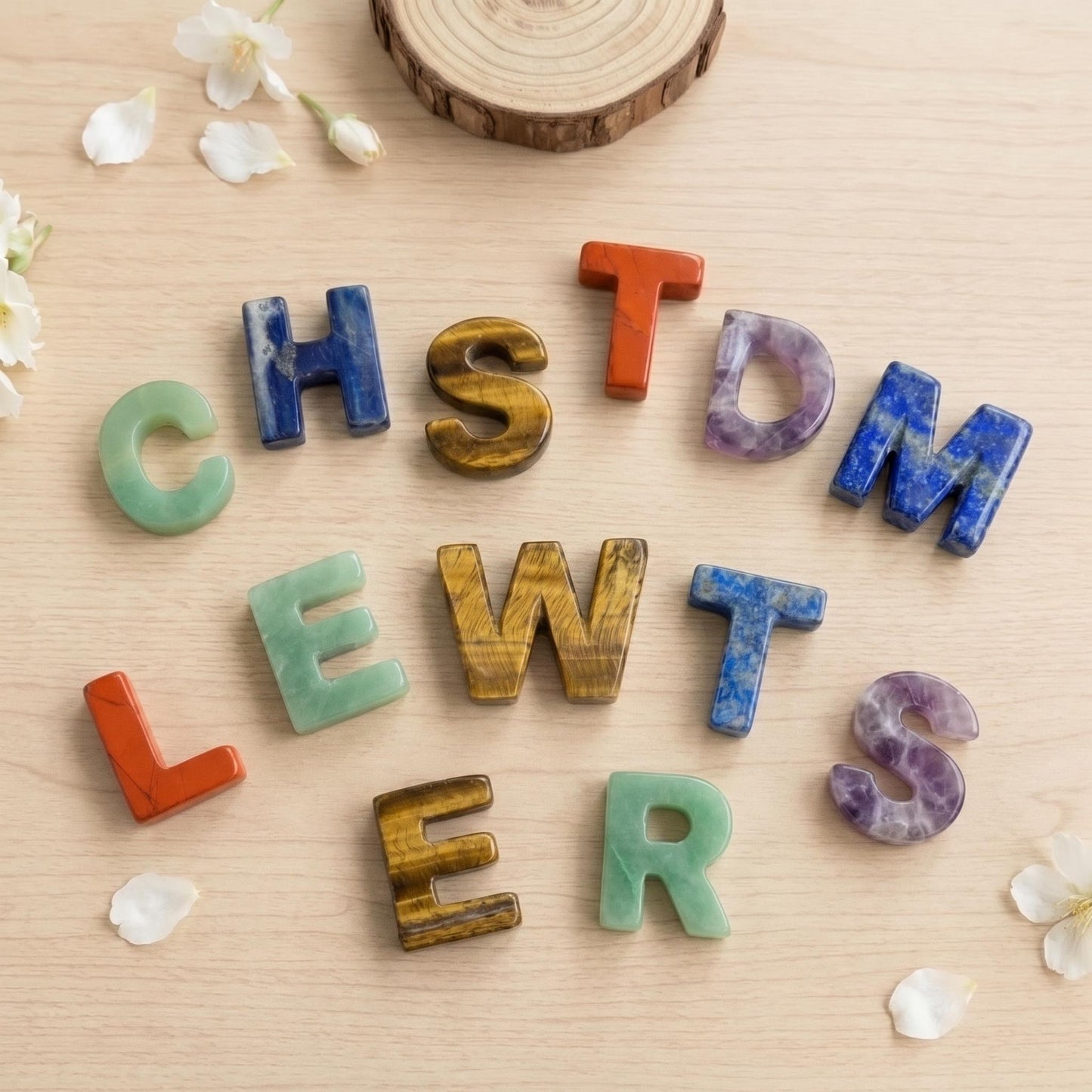 Natural Gemstone Alphabet Letter Beads A-Z, Crystal Custom Name Bead, Personalized Initial Jewelry Making Supply
