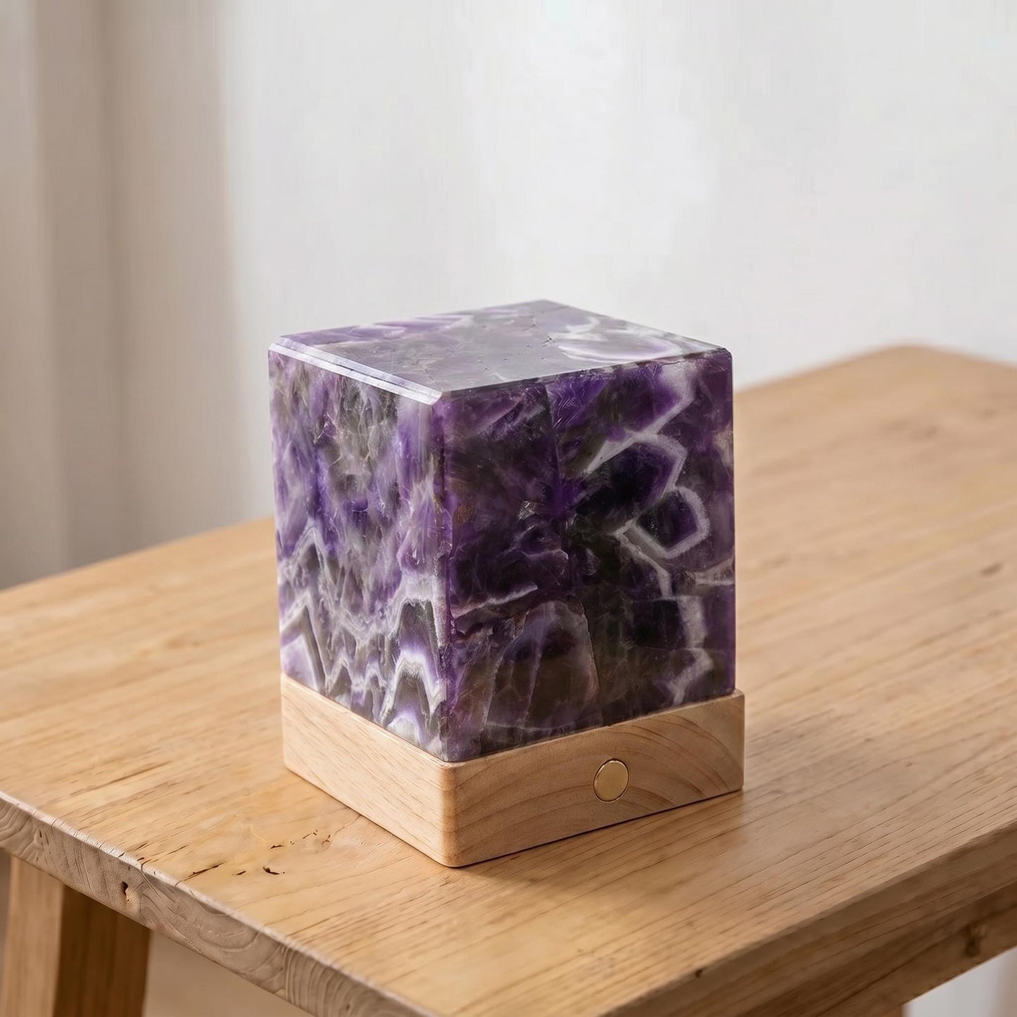 Rose Quartz Crystal Lamp, Healing Crystal Night Light, Amethyst Clear Quartz Cube Lamp, USB Romantic Home Decor Gift