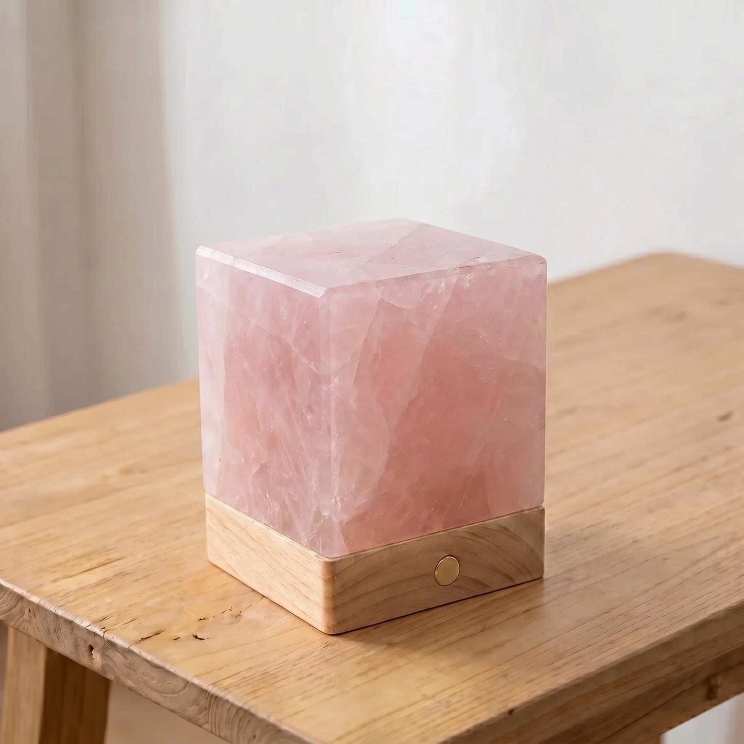 Rose Quartz Crystal Lamp, Healing Crystal Night Light, Amethyst Clear Quartz Cube Lamp, USB Romantic Home Decor Gift
