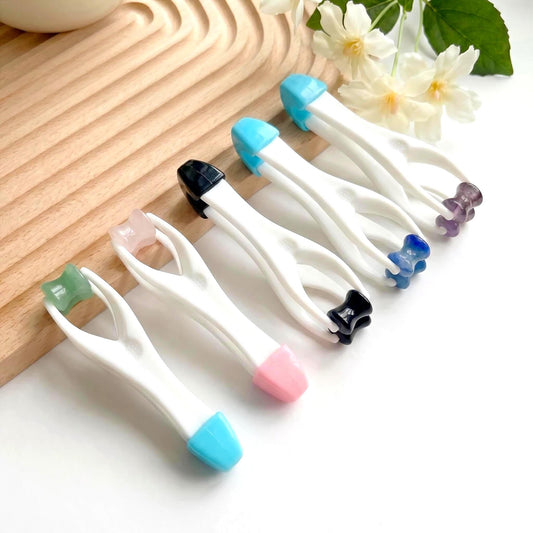 Jade Crystal Finger Roller, Relaxing Hand Massager, Pocket Self Care Gift, Natural Gemstone Fidget Tool for Gamers