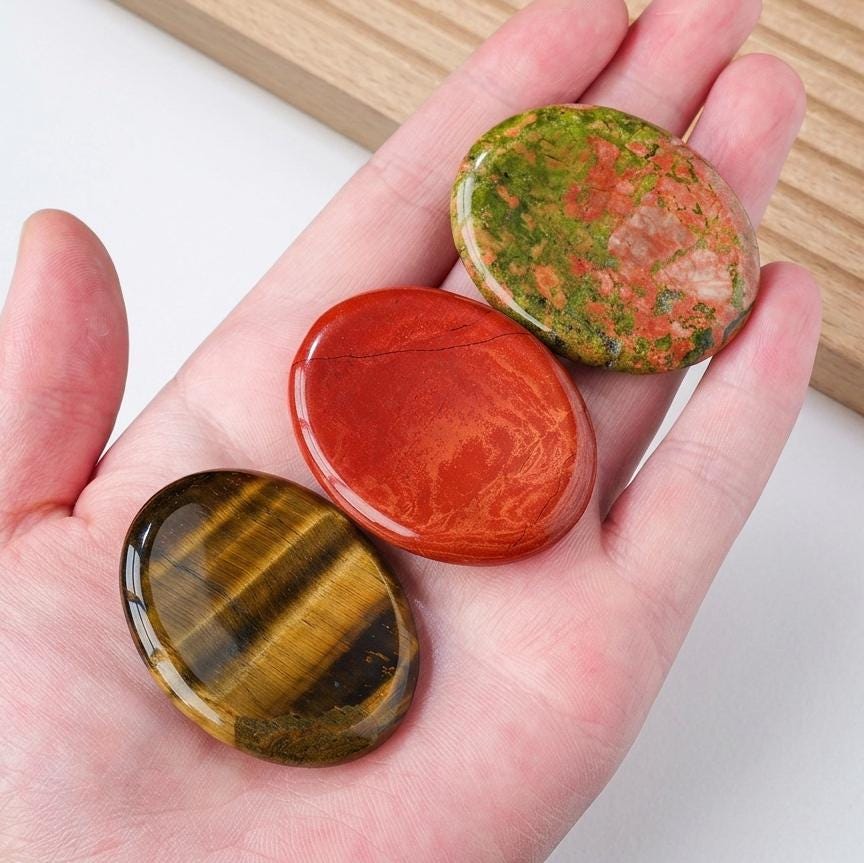 Personalized Sensory Stone & Worry Stone for Stress Relief, Polished Palm Gemstone for Meditation and Yoga, Unique Relaxation Gift