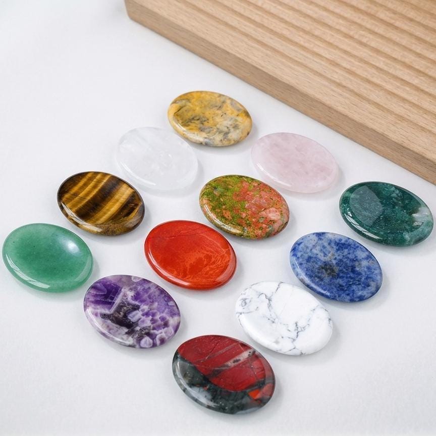 Personalized Sensory Stone & Worry Stone for Stress Relief, Polished Palm Gemstone for Meditation and Yoga, Unique Relaxation Gift