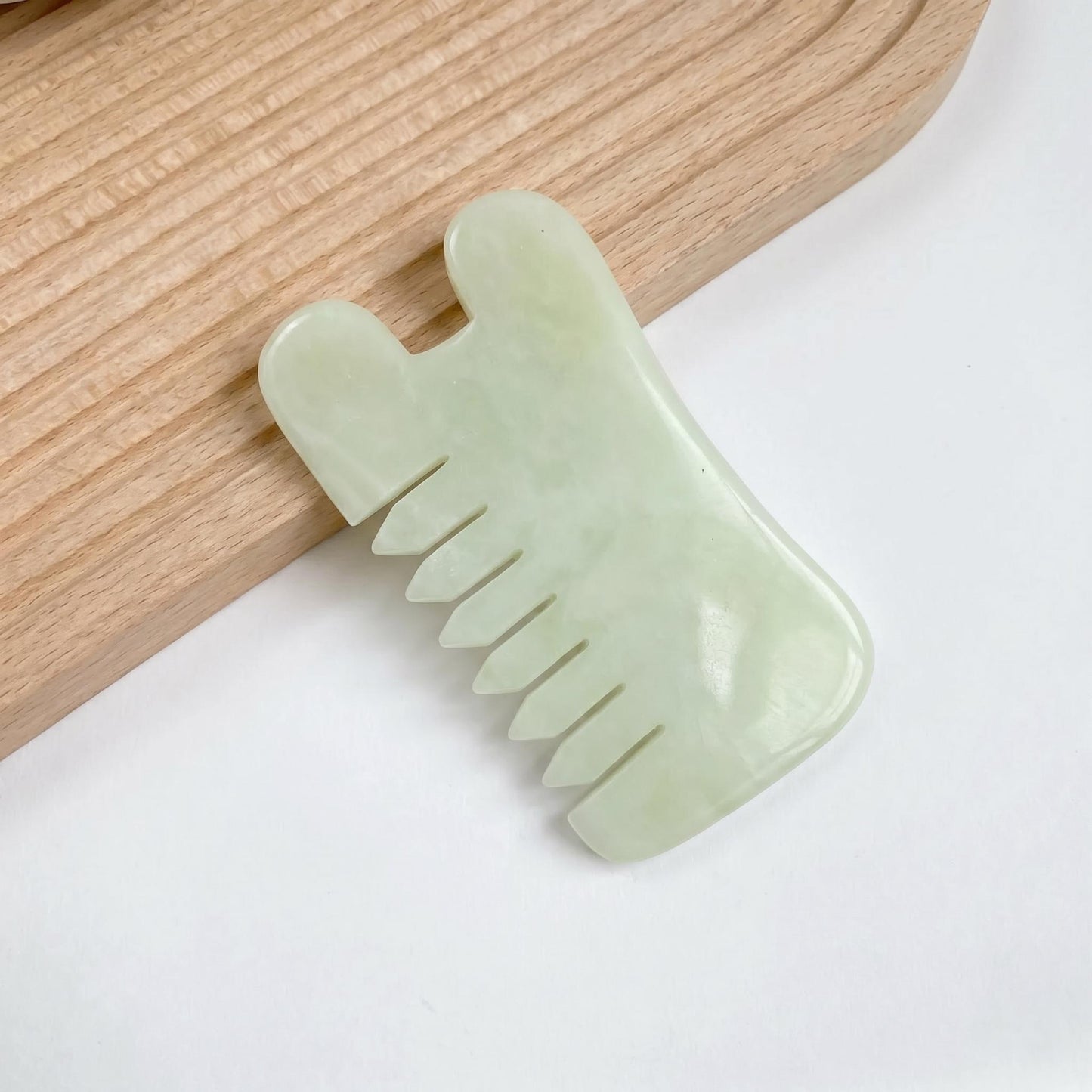 Natural Jade Pocket Comb, Crystal Scalp Massage Hairbrush, Gua Sha Hair Tool, Unique Gemstone Comb, Self Care Gift