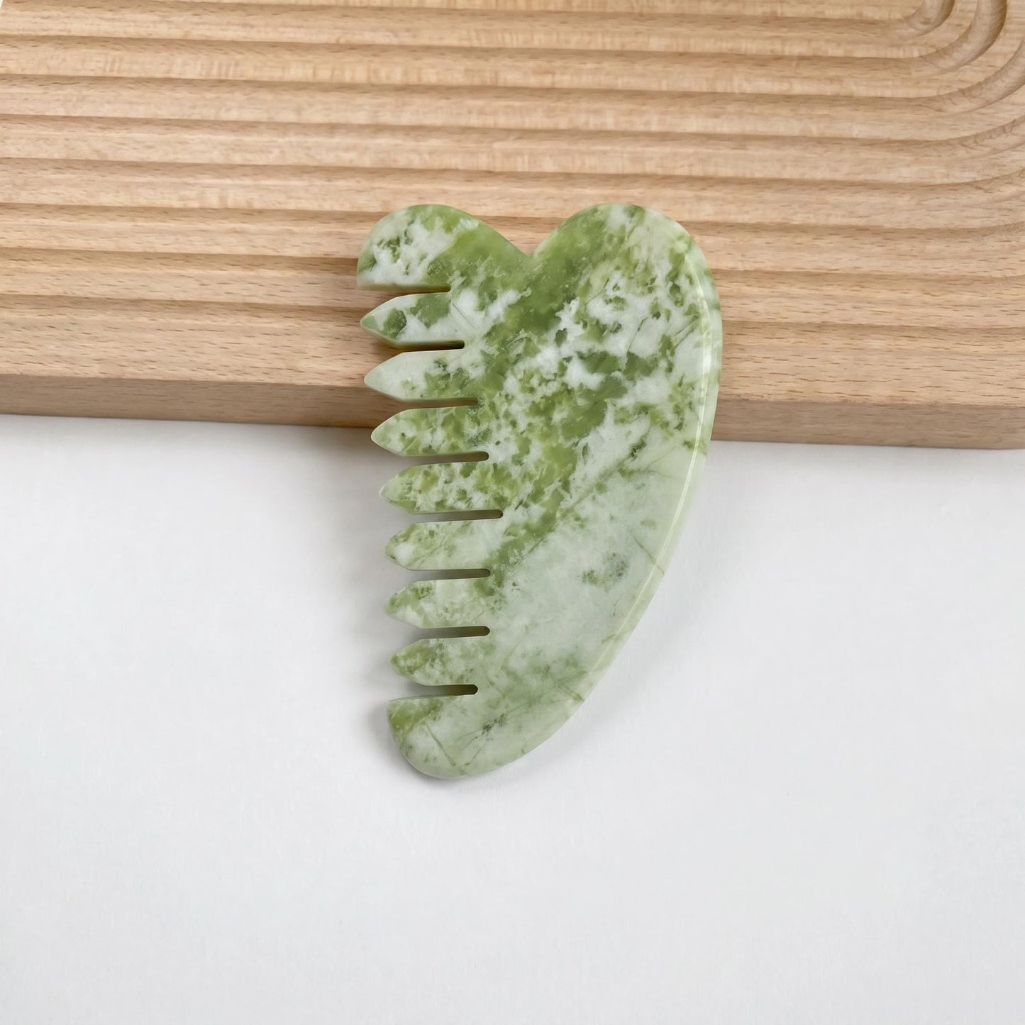 Natural Jade Pocket Comb, Crystal Scalp Massage Comb, Gua Sha Hair Tool, Unique Gemstone Comb, Self Care Gift
