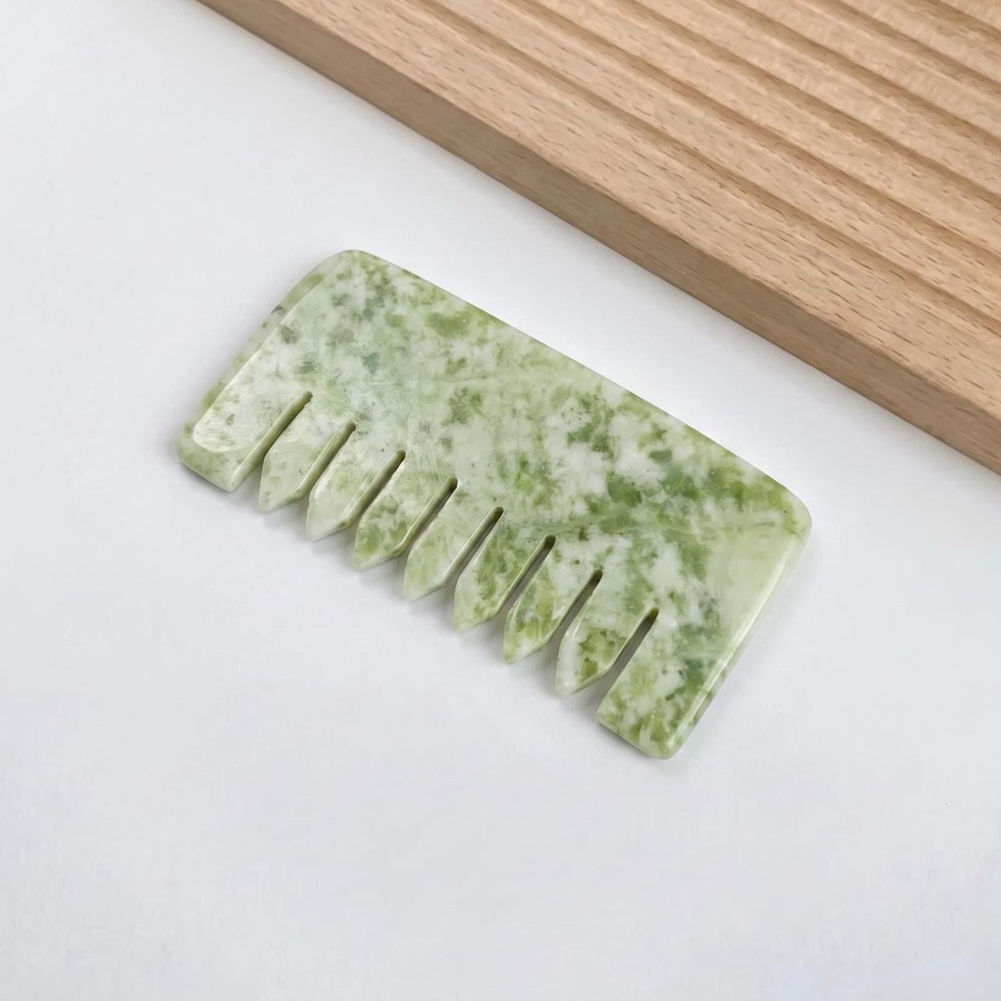 Natural Jade Pocket Comb, Crystal Scalp Massage Comb, Gua Sha Hair Tool, Unique Gemstone Comb, Self Care Gift
